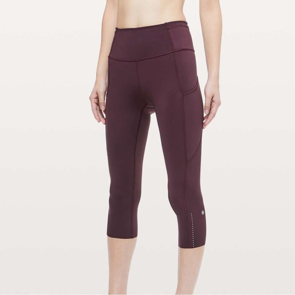 Lululemon Fast & Free Crop II *Nulux 19" Dark Adobe Pocket Leggings Size 4